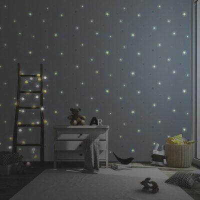 Night Glowing Star Covered Wallpaper Colors Blue, Light Code 8913-1