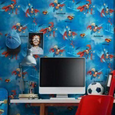 Wallpaper with Superman Design Colors Dark, Blue Code 8914-1