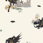 Batman Figures and Light Colored Wallpaper Colors Beige, Black, Light Code 8918-2