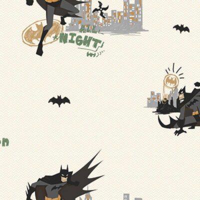 Batman Figures and Light Colored Wallpaper Colors Beige, Black, Light Code 8918-2