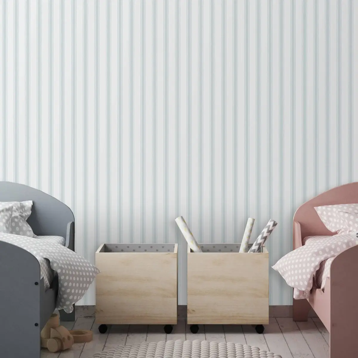 Classic Striped Kids Room Wallpaper Colour Light, Gray, Blue  Code 8900-1 - Image 1