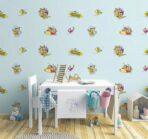 Flintstones Cartoon Themed Wallpaper Colors Blue, Light Code 8923-1