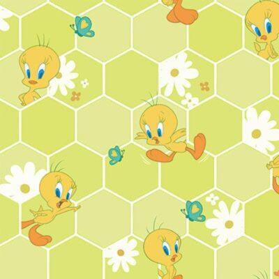 Wallpaper Design with Tweety Bird Colors Green, Light Code 8929-2
