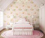 Wallpaper with Lola Bunny and Animals Colors Beige, Light Code 8932-1