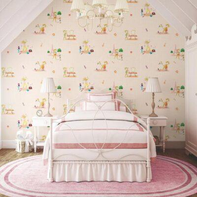 Wallpaper with Lola Bunny and Animals Colors Beige, Light Code 8932-1