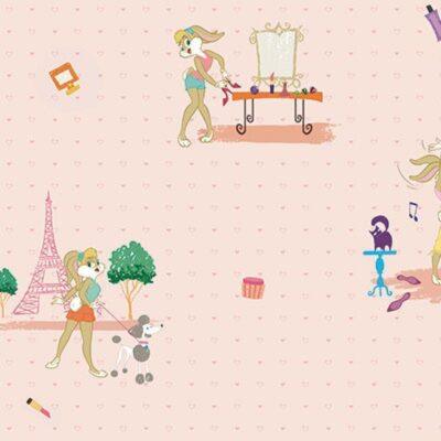 Wallpaper with Lola Bunny and Animals Colors Light, Pink Code 8932-2