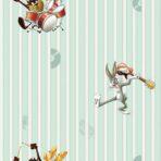 Looney Tunes Characters Playing Music Wallpaper Colors Green, Light Code 8936-2
