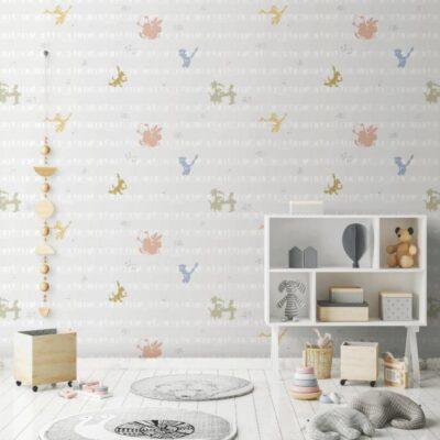 Looney Tunes Characters Playing Music Wallpaper Colors Gray, Light Code 8937-1