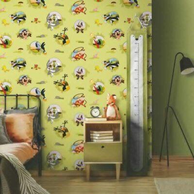 Looney Tunes Characters Wallpaper Colors Green, Light Code 8938-1
