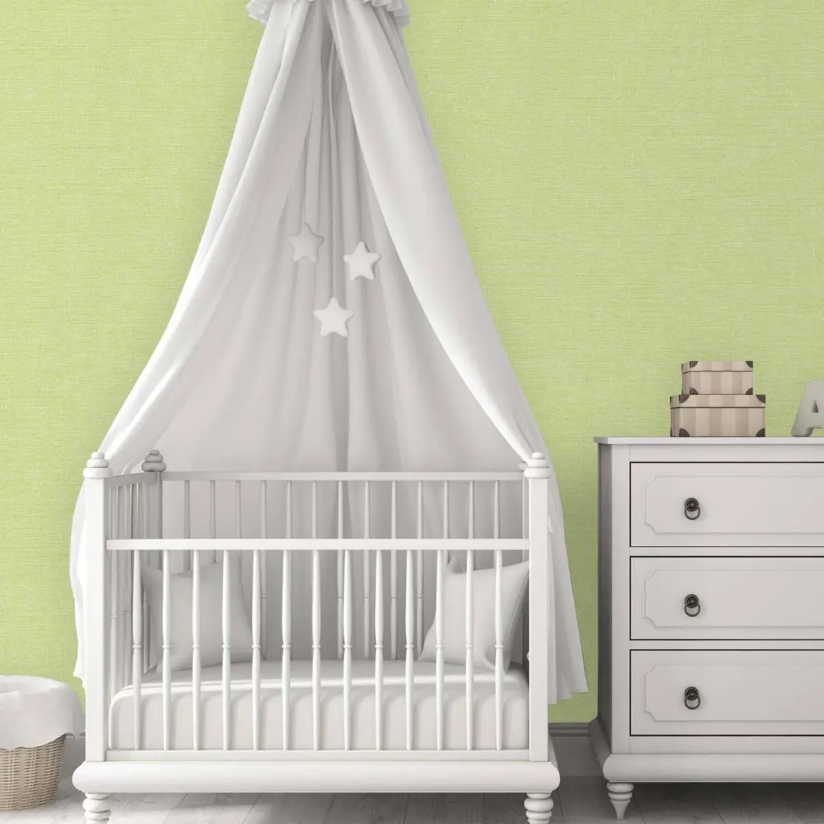 Linen Fabric Texture Wallpaper Colors Green, Light Code 8942-5 - Image 1