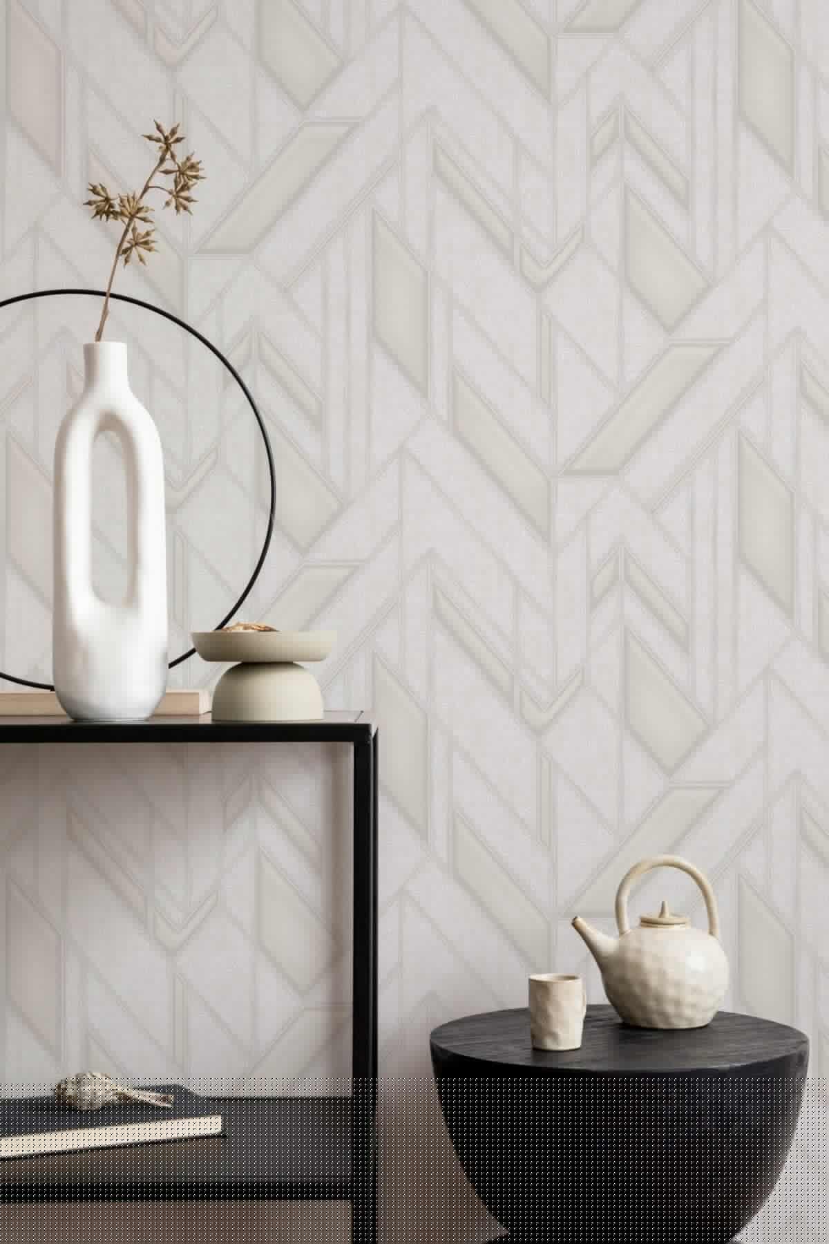 Icon Infinite Shapes Design Wallpaper, White Colour, Code 24113-1 - Image 4